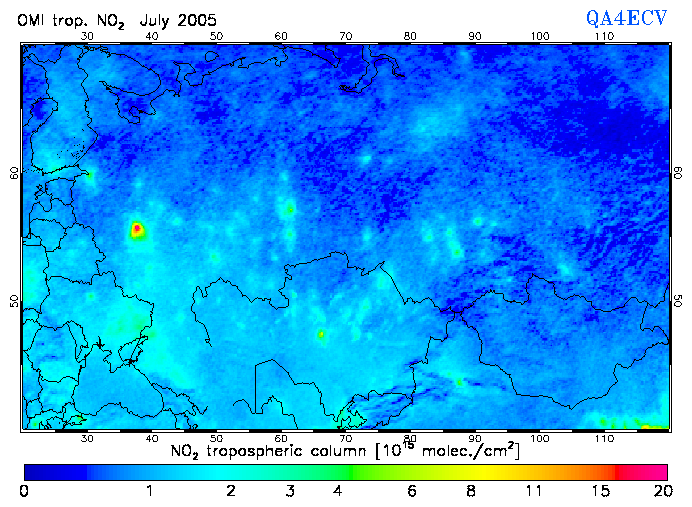 Regional Tropospheric NO2 of July 2005