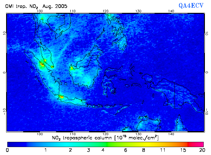 Regional Tropospheric NO2 of August 2005