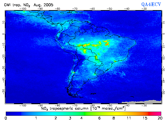 Regional Tropospheric NO2 of August 2005