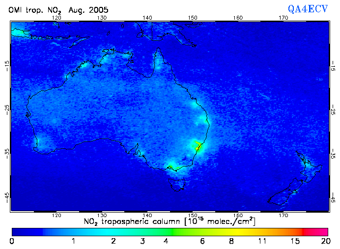 Regional Tropospheric NO2 of August 2005
