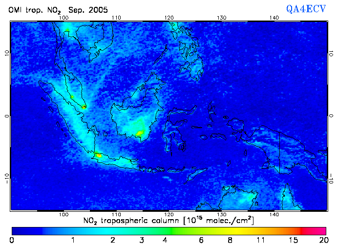 Regional Tropospheric NO2 of September 2005