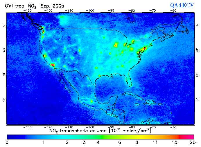 Regional Tropospheric NO2 of September 2005