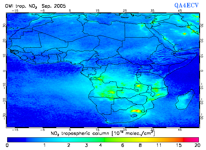 Regional Tropospheric NO2 of September 2005
