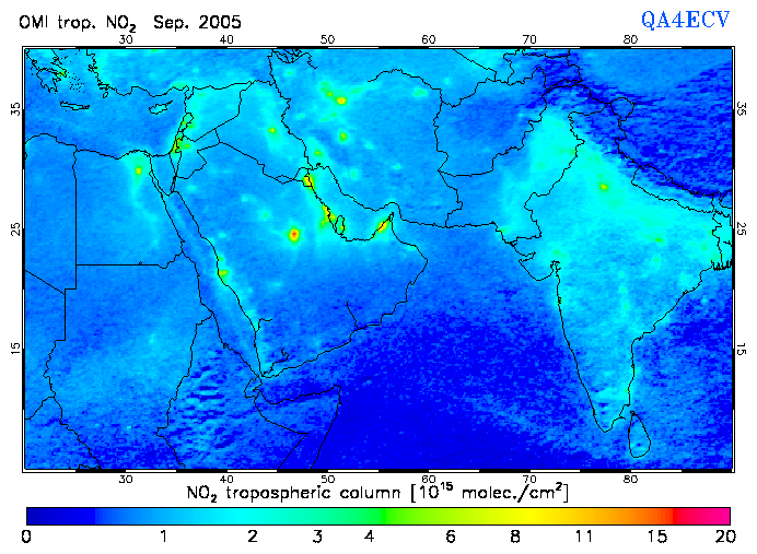 Regional Tropospheric NO2 of September 2005