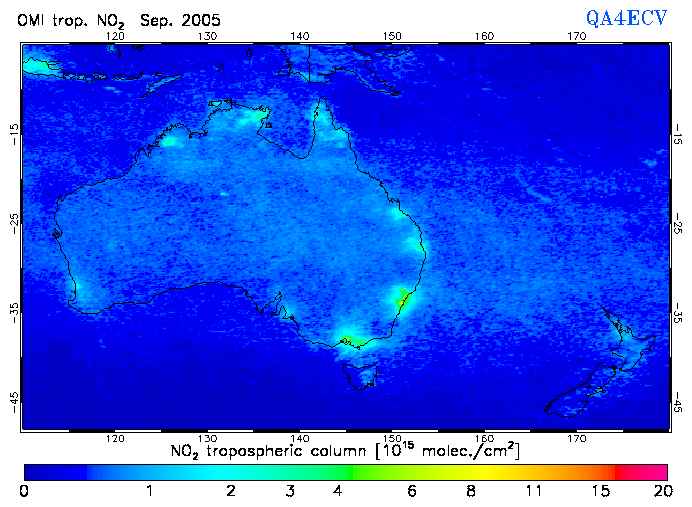 Regional Tropospheric NO2 of September 2005