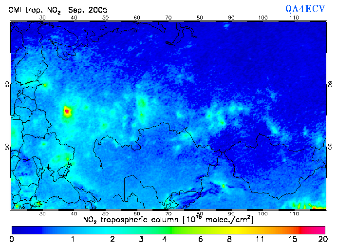 Regional Tropospheric NO2 of September 2005