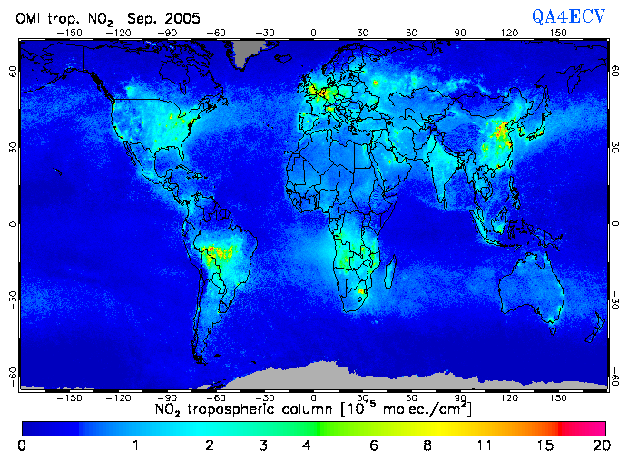 Regional Tropospheric NO2 of September 2005