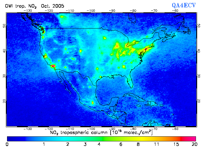 Regional Tropospheric NO2 of October 2005