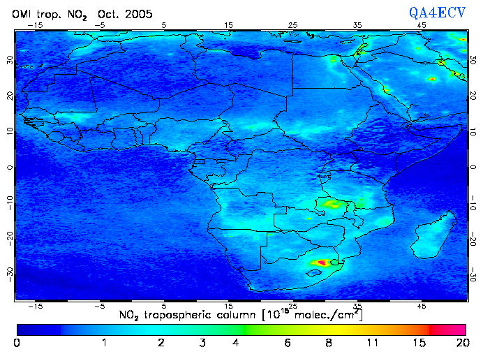 Regional Tropospheric NO2 of October 2005