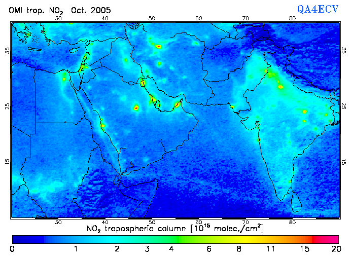 Regional Tropospheric NO2 of October 2005