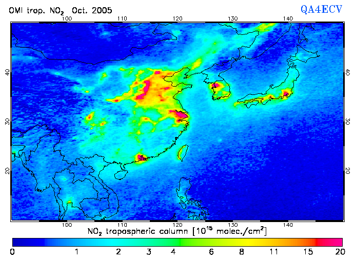 Regional Tropospheric NO2 of October 2005