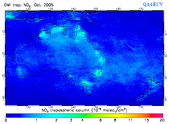 Regional Tropospheric NO2 of October 2005
