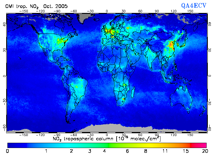 Regional Tropospheric NO2 of October 2005