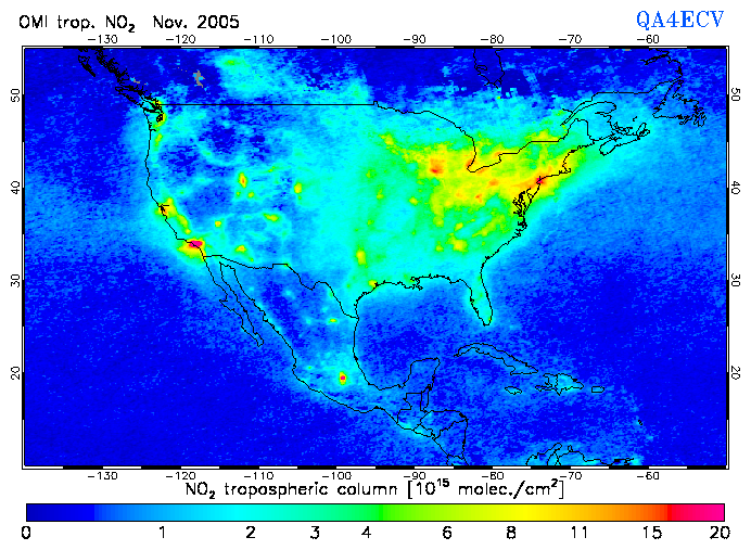 Regional Tropospheric NO2 of November 2005