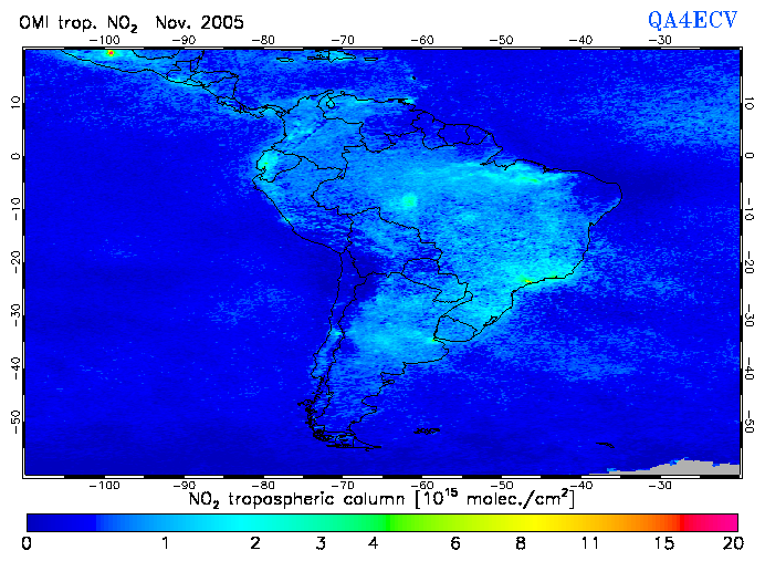 Regional Tropospheric NO2 of November 2005