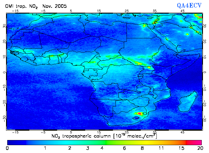 Regional Tropospheric NO2 of November 2005