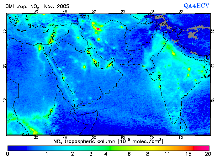 Regional Tropospheric NO2 of November 2005