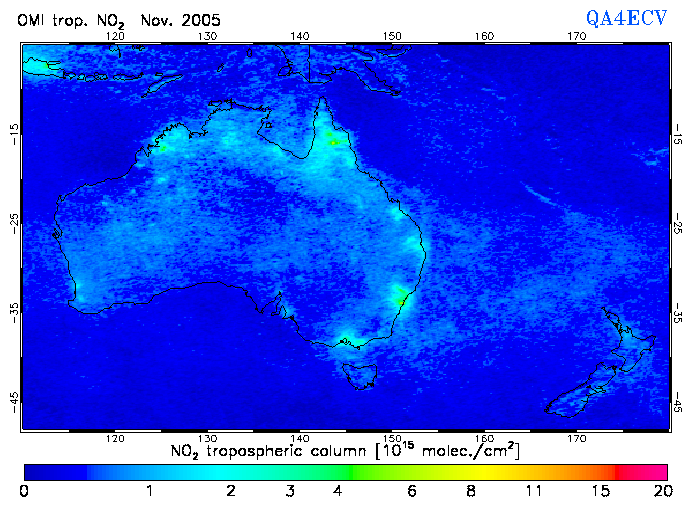 Regional Tropospheric NO2 of November 2005