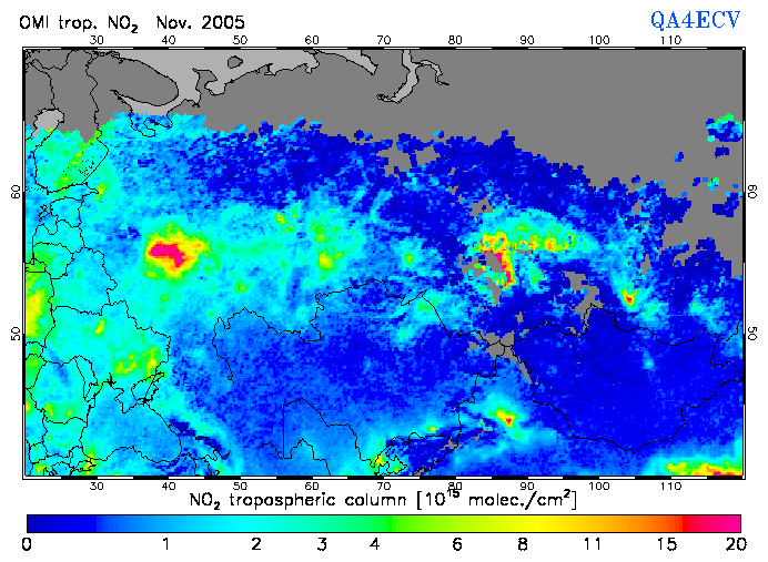Regional Tropospheric NO2 of November 2005