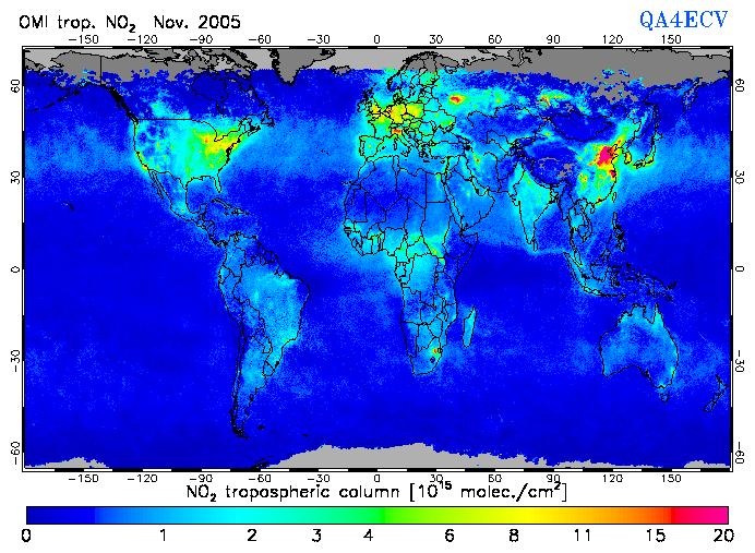 Regional Tropospheric NO2 of November 2005
