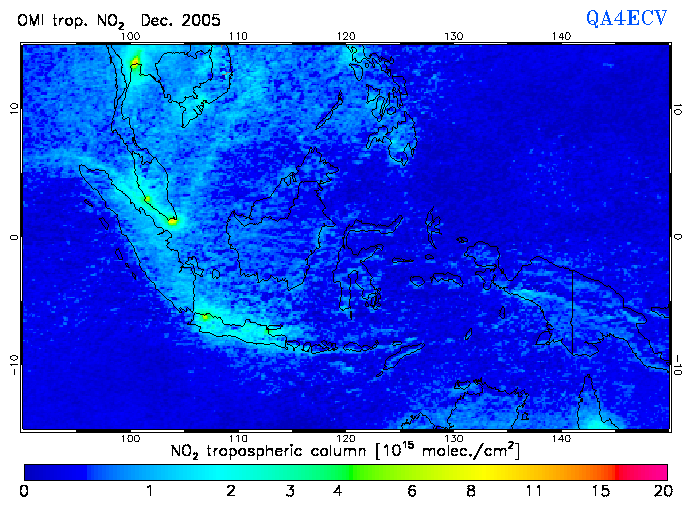 Regional Tropospheric NO2 of December 2005