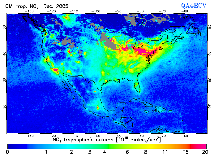 Regional Tropospheric NO2 of December 2005