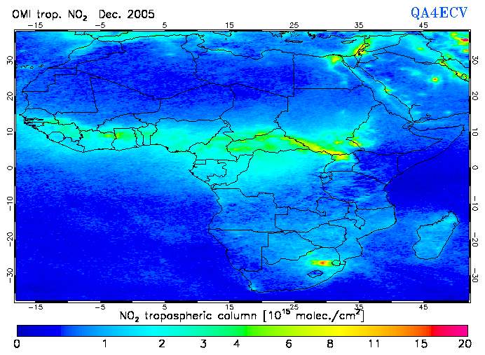 Regional Tropospheric NO2 of December 2005