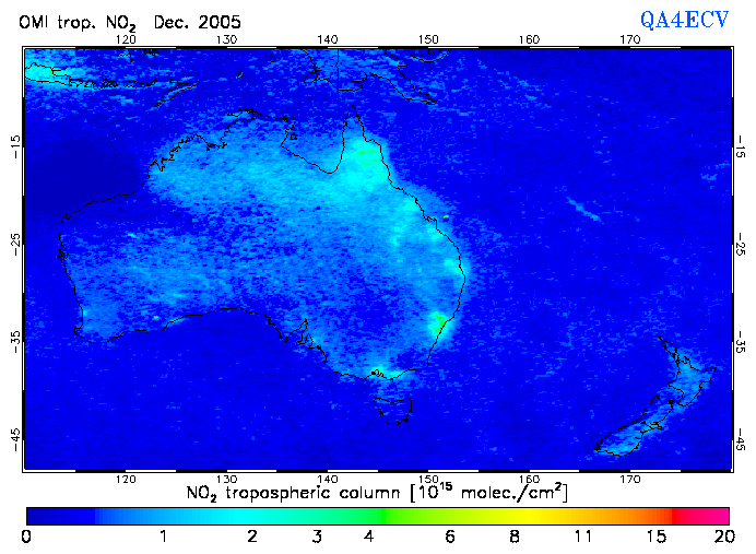 Regional Tropospheric NO2 of December 2005