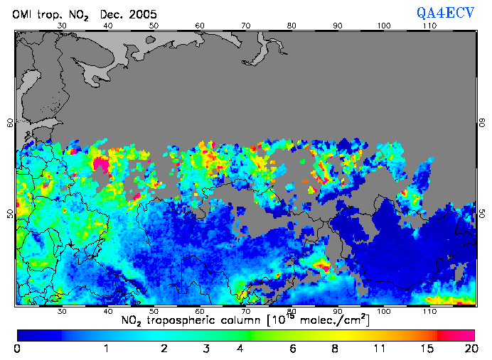 Regional Tropospheric NO2 of December 2005