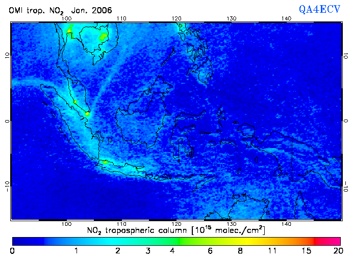 Regional Tropospheric NO2 of January 2006