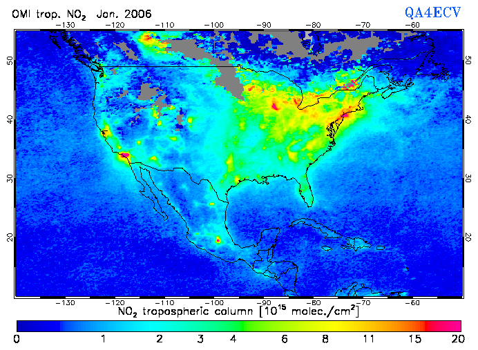 Regional Tropospheric NO2 of January 2006