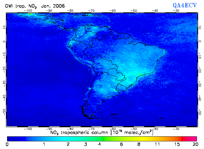 Regional Tropospheric NO2 of January 2006