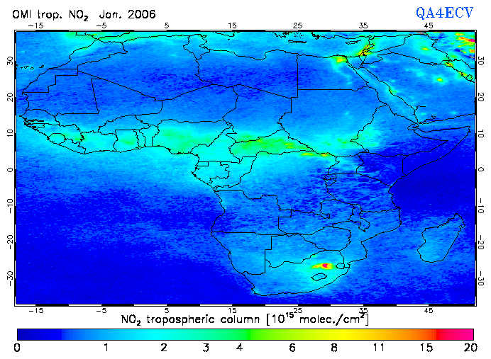 Regional Tropospheric NO2 of January 2006