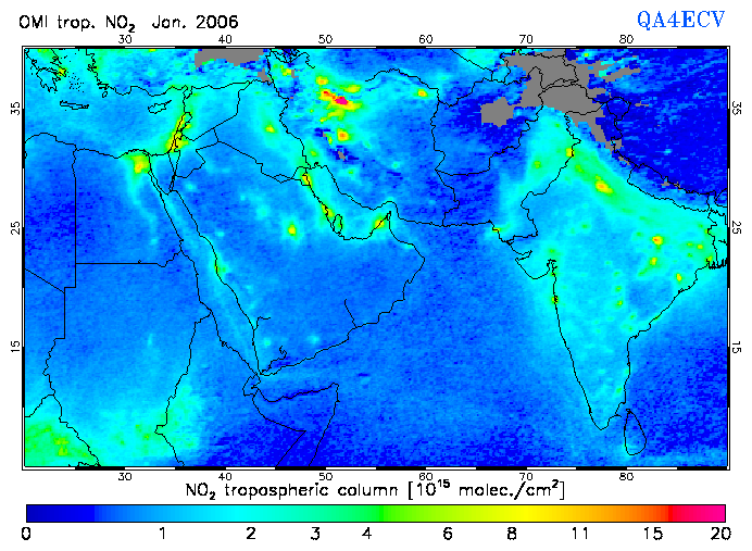 Regional Tropospheric NO2 of January 2006
