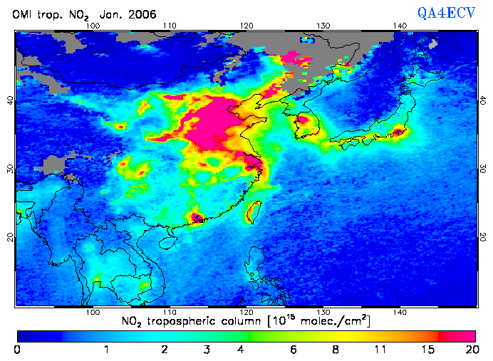 Regional Tropospheric NO2 of January 2006