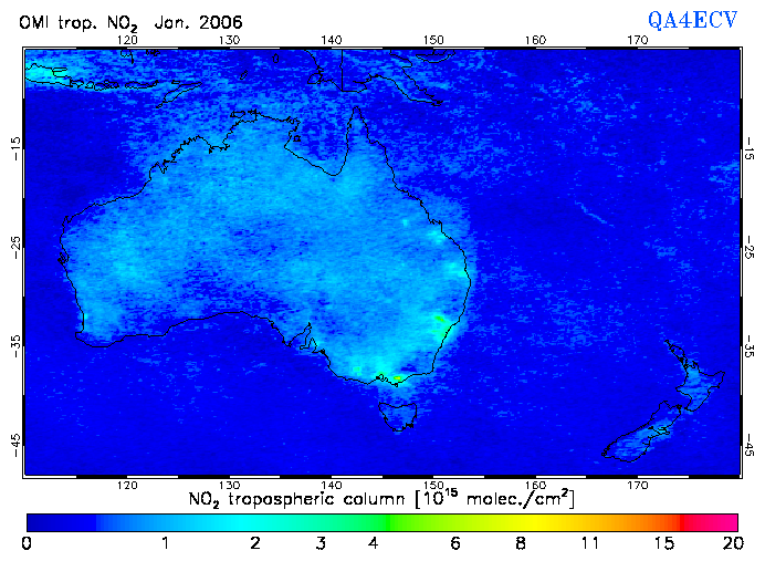 Regional Tropospheric NO2 of January 2006