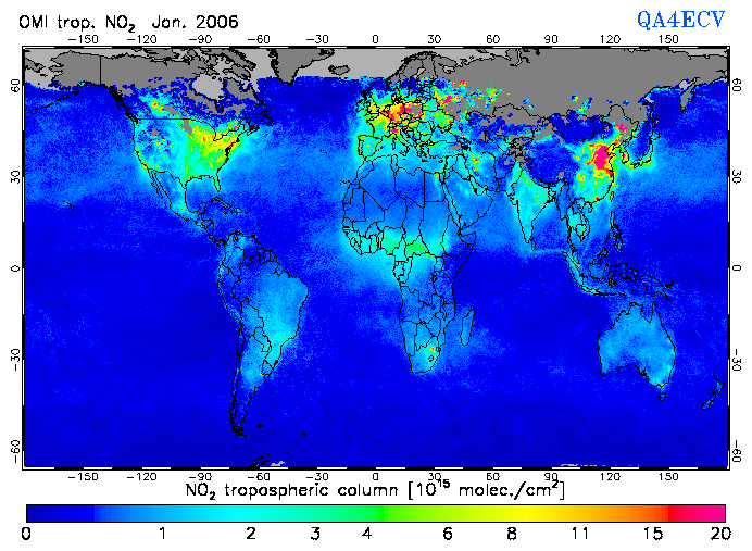 Regional Tropospheric NO2 of January 2006