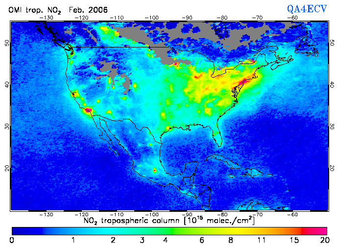 Regional Tropospheric NO2 of February 2006