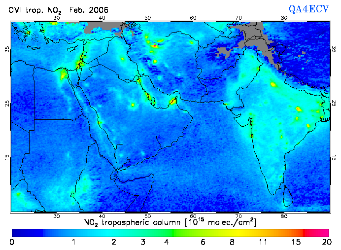 Regional Tropospheric NO2 of February 2006