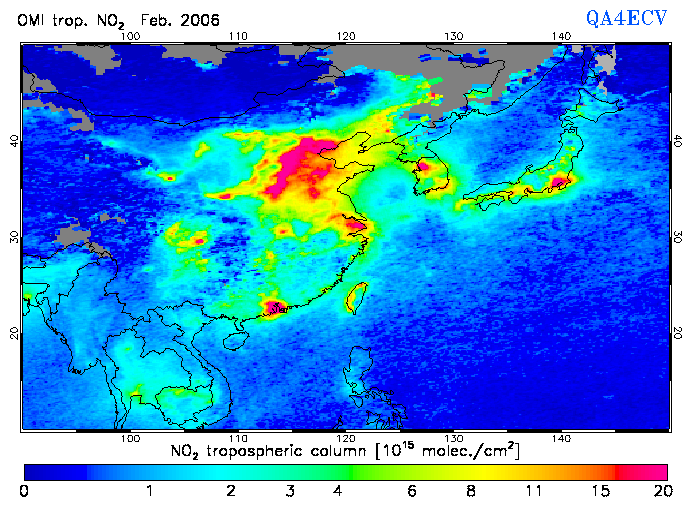 Regional Tropospheric NO2 of February 2006