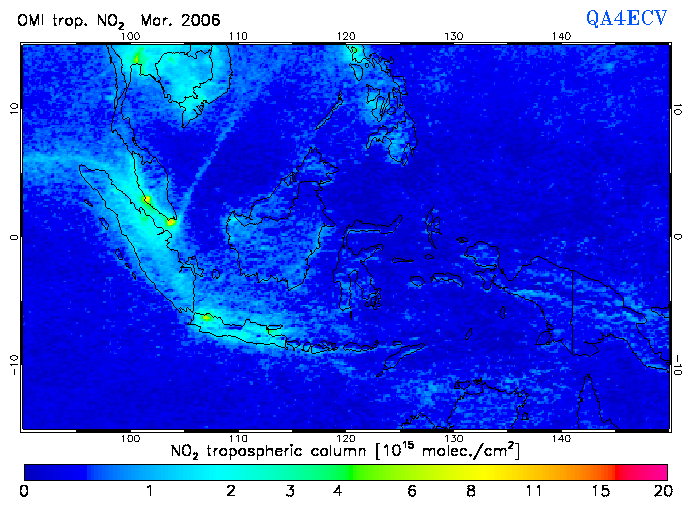 Regional Tropospheric NO2 of March 2006