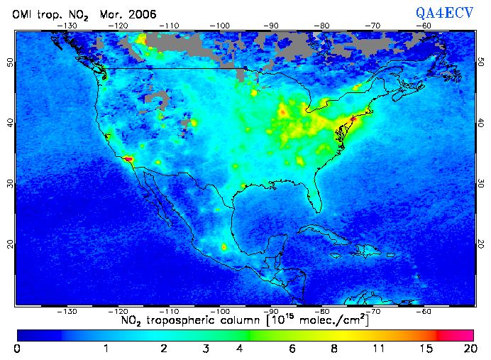 Regional Tropospheric NO2 of March 2006