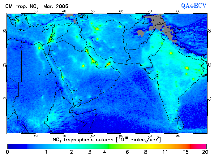 Regional Tropospheric NO2 of March 2006
