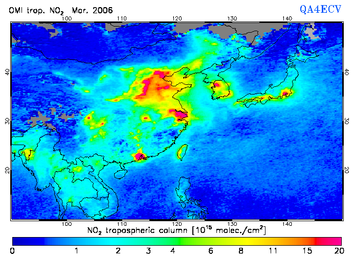 Regional Tropospheric NO2 of March 2006
