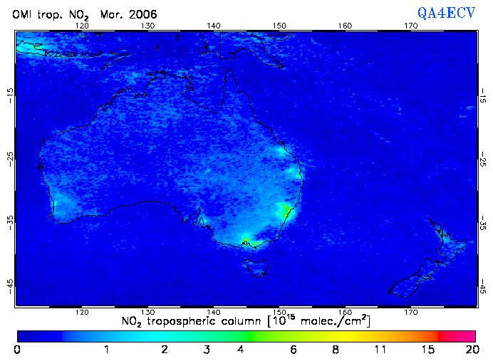 Regional Tropospheric NO2 of March 2006