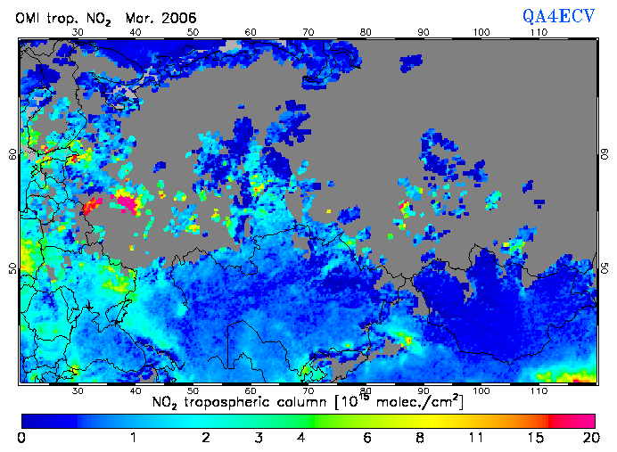 Regional Tropospheric NO2 of March 2006