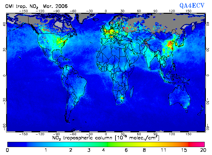 Regional Tropospheric NO2 of March 2006