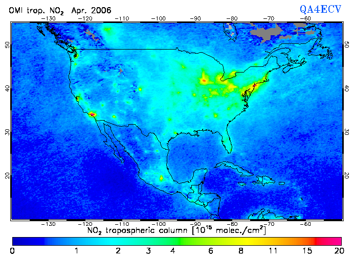 Regional Tropospheric NO2 of April 2006