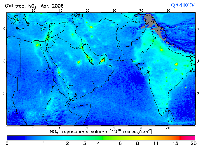 Regional Tropospheric NO2 of April 2006