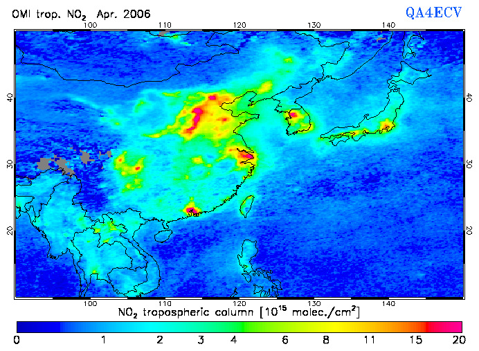 Regional Tropospheric NO2 of April 2006